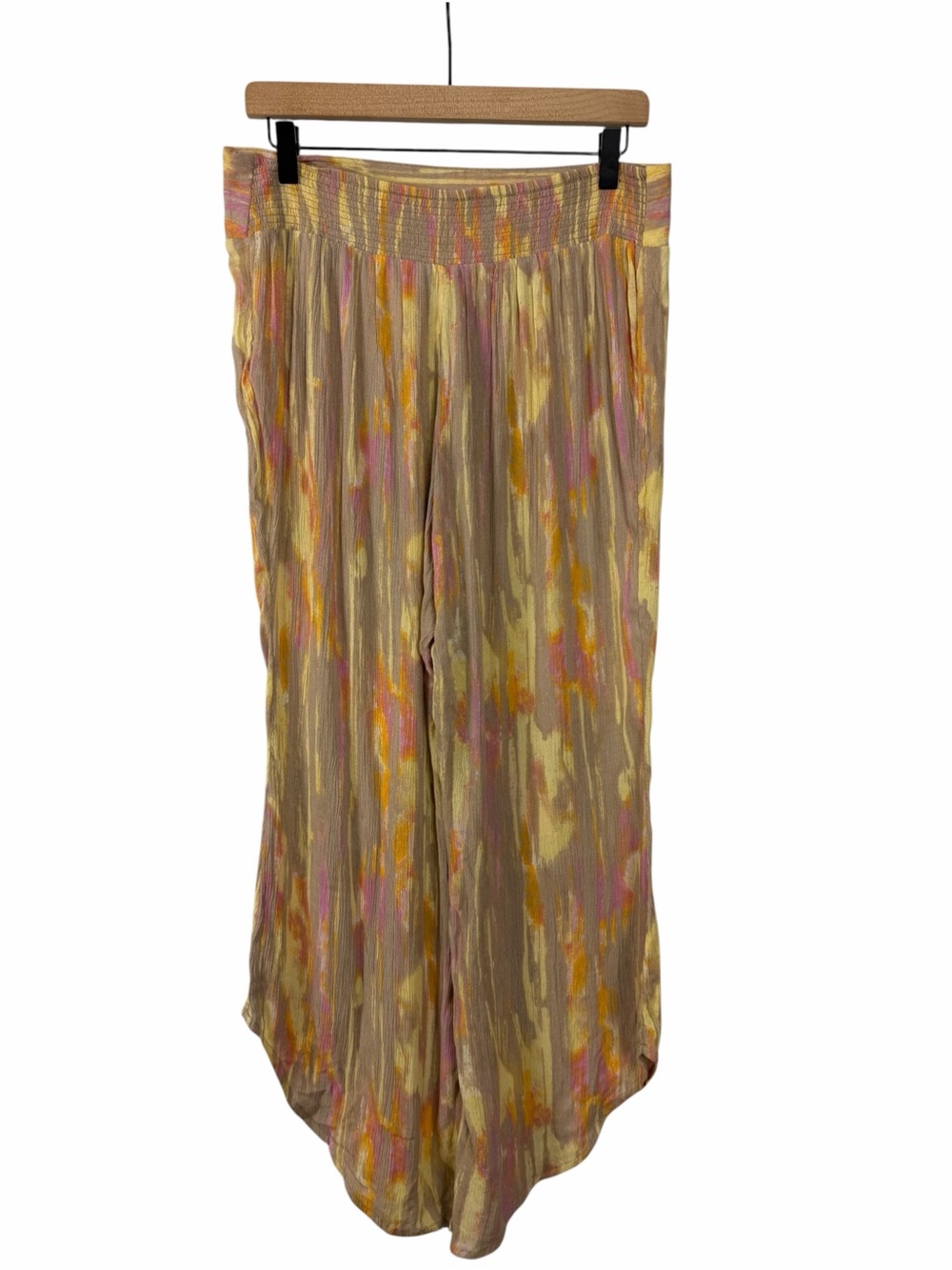 Free People Dancing Days Pants Gauze Flowy Pink Yellow Size Medium - Picture 7 of 10